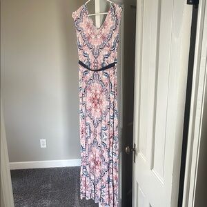 Elegant Pink and Blue Maxi Dress Jessica Simpson Maternity